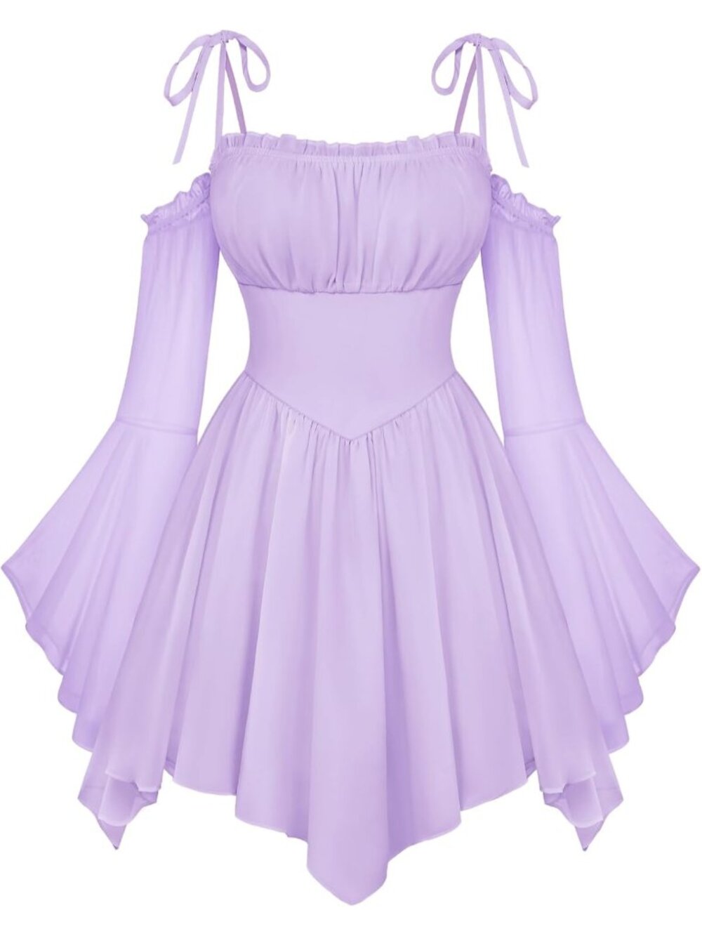 Women's Light Purple Off Shoulder Fairy A LINE Boho Corset With Pockets Dress